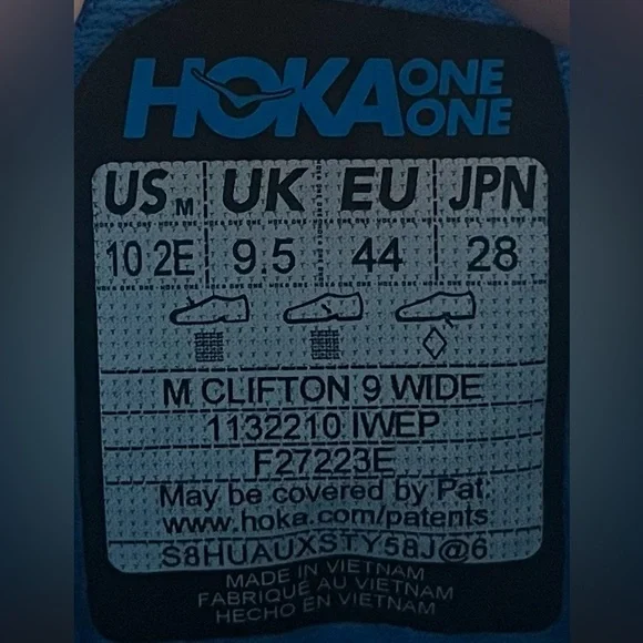 Hoka One One Clifton 9 REFLECTIVE Mens Size 10 Wide Running Shoes Sneakers Blue - Picture 11 of 12